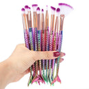 Kit De Pincéis Para Maquiagem Sereia - 10 Peças