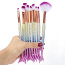 Kit De Pincéis Para Maquiagem Sereia - 10 Peças